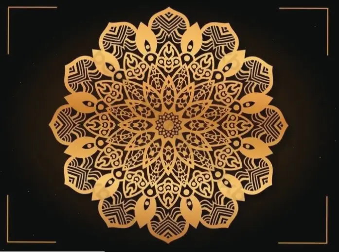 Mandala ánh sáng rực rỡ, chiếu sáng không gian với năng lượng tích cực, mang đến cảm giác thư thái và kết nối vũ trụ sâu sắc.