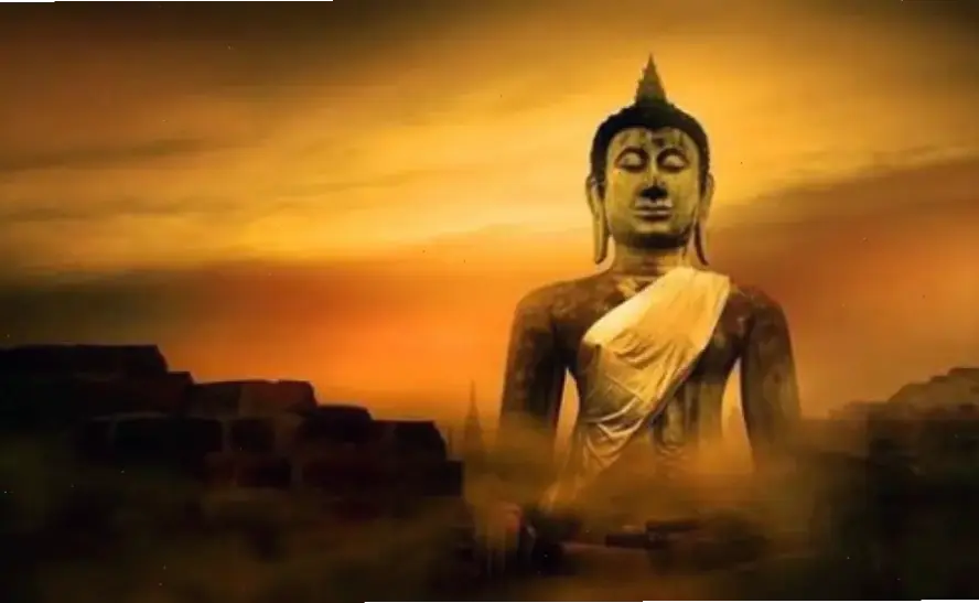Phật Thích Ca tỏa ánh sáng huyền ảo, truyền cảm hứng giác ngộ và hòa bình, mời gọi bạn tìm kiếm sự sáng suốt.
