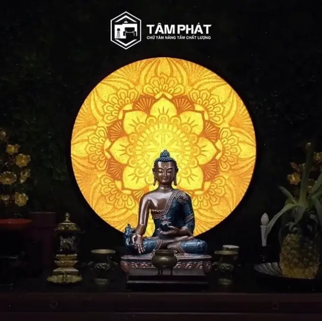 Tranh mandala chùa cổ kính, gợi nhớ không gian linh thiêng, giúp bạn kết nối với truyền thống Phật giáo và tìm thấy sự an lành.