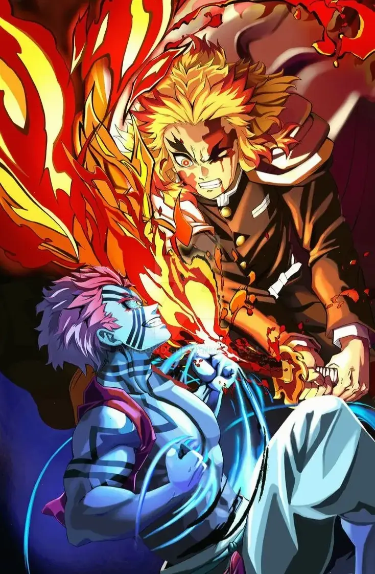 Akaza vs Rengoku: Cuộc chiến sinh tử hấp dẫn, không thể bỏ lỡ trong Demon Slayer.