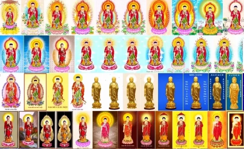 A Di Đà tại chùa vườn, nơi linh thiêng gặp gỡ thiên nhiên xanh mát, mang lại cảm giác thanh tịnh tuyệt vời.