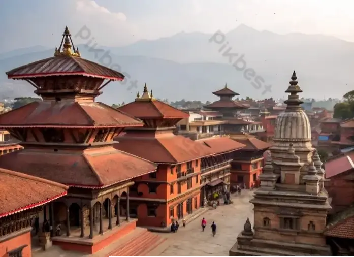 Ánh sáng huyền ảo chiếu rọi Phật Kathmandu, tạo nên không gian tâm linh đầy phép màu.