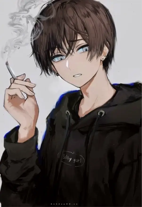 Avatar nam hút thuốc anime buồn, thể hiện nỗi cô đơn sâu lắng và suy tư, lý tưởng cho profile cá nhân của bạn.