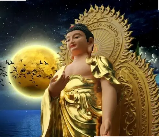 Bức ảnh Tượng Phật thạch anh chùa tái hiện không gian thiêng liêng, yên bình của các ngôi chùa cổ kính.