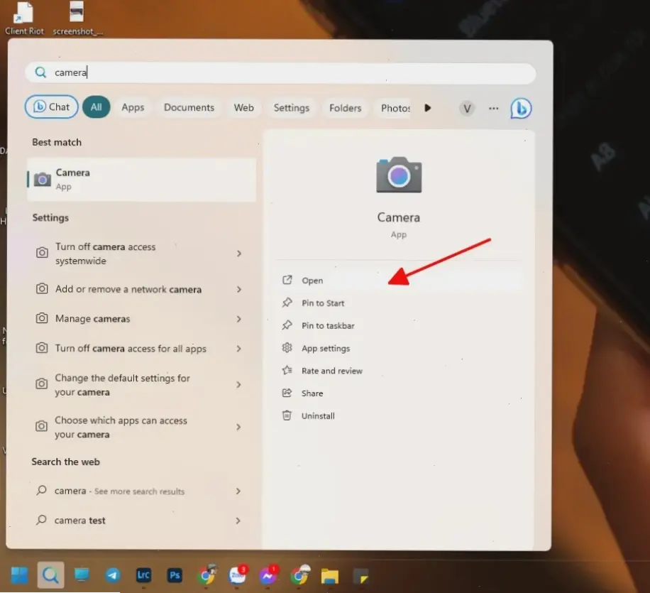 Các bước bật camera trên Windows
