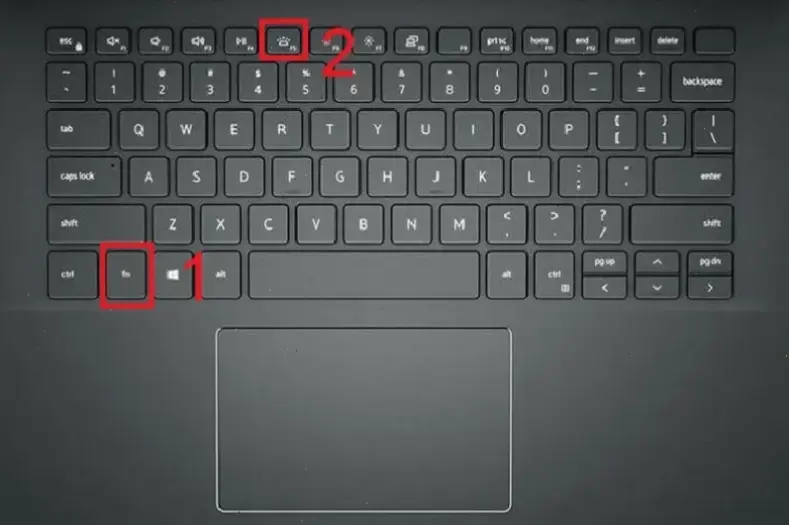 Các bước bật đèn bàn phím