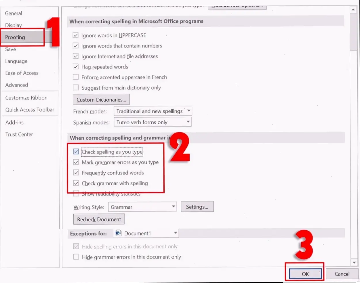 Các bước sửa lỗi chính tả