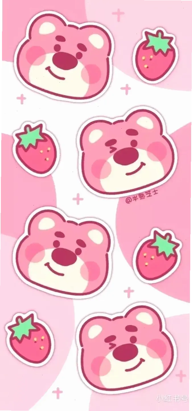 Gấu dâu cute trong hình nền đẹp mắt, mang thiên nhiên gần gũi vào thiết bị hàng ngày.