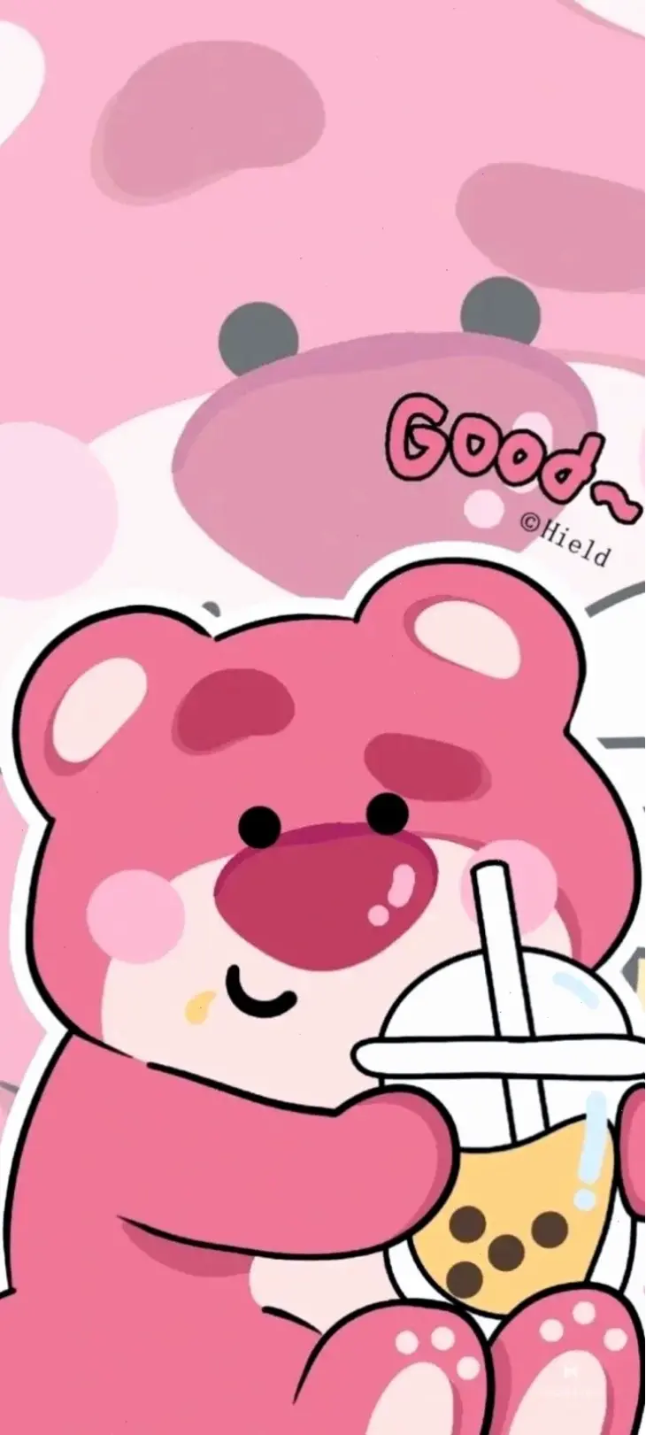 Hình nền cute gấu dâu kết hợp dễ thương và tươi tắn, làm mới màn hình một cách hoàn hảo.