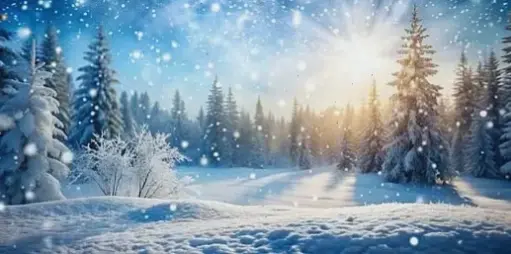 Hình nền mùa đông 4K sống động với tuyết rơi và cảnh quan lạnh giá, lý tưởng để làm mới màn hình của bạn.