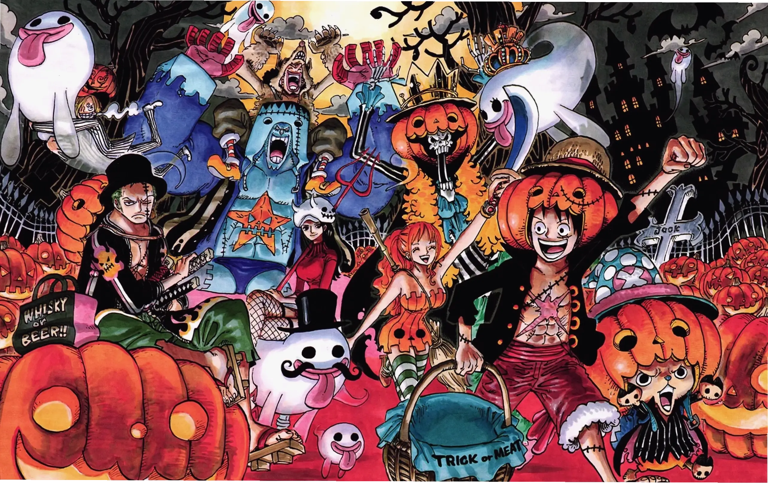 Hình nền One Piece nghệ thuật độc đáo, kết hợp phong cách sáng tạo và hành động.