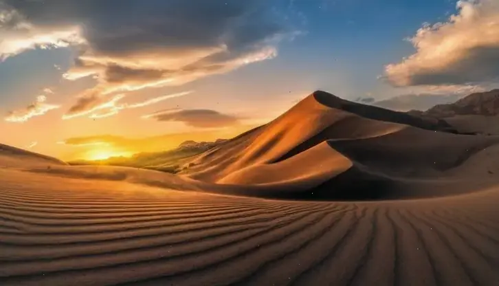 Hình nền Sahara nghệ thuật độc đáo, kết hợp vẻ đẹp sa mạc với sáng tạo tinh tế.