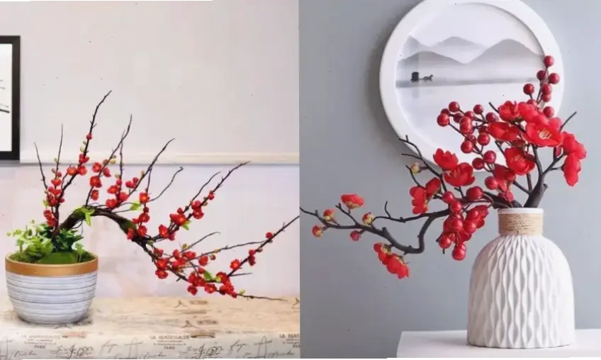 Hoa đào cắm bình đơn giản tinh tế, mang hương sắc xuân vào từng góc nhà dịp Tết.