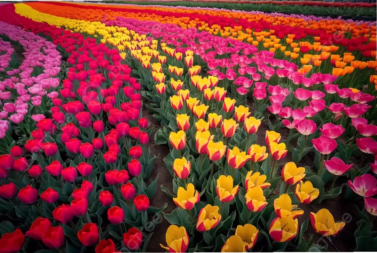 Hương vị Hà Lan qua hoa tulip rực rỡ nở rộ, tượng trưng cho vẻ đẹp cổ điển và tươi mới.