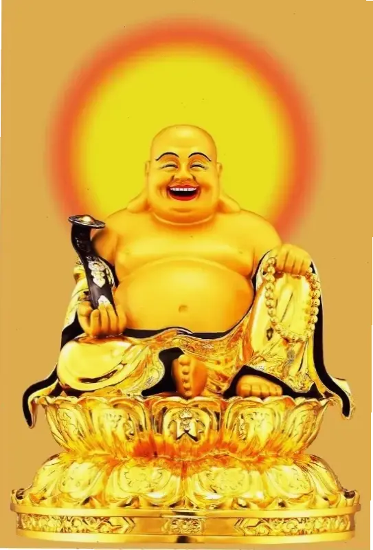 Phật Di Lặc cười ánh sáng lan tỏa niềm vui, giúp bạn thư giãn và đón nhận sự bình yên.