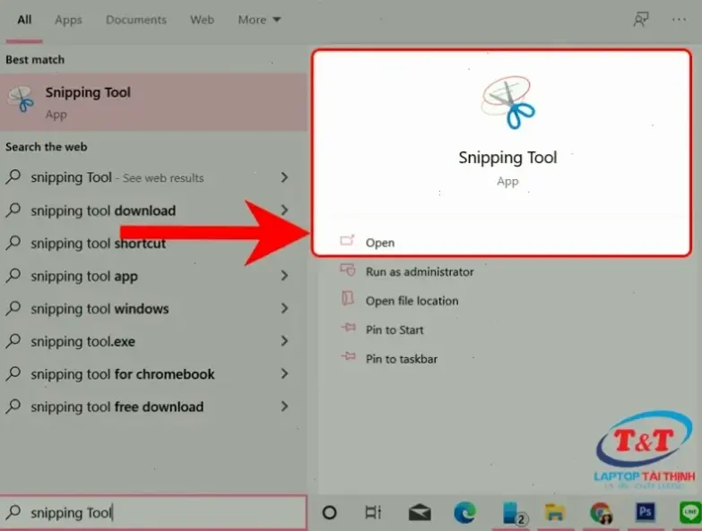 Sử dụng công cụ Snipping Tool