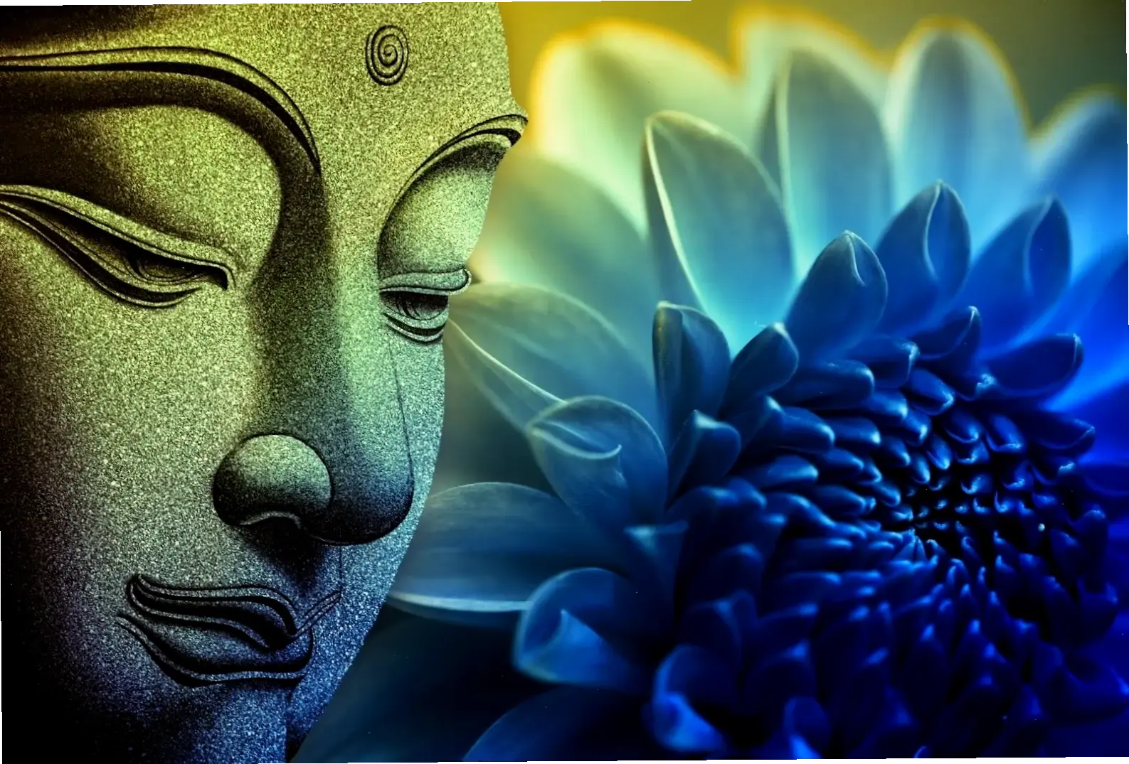 Tranh A Di Đà trên mây nghệ thuật, mang cảm giác thanh thản và yên bình.