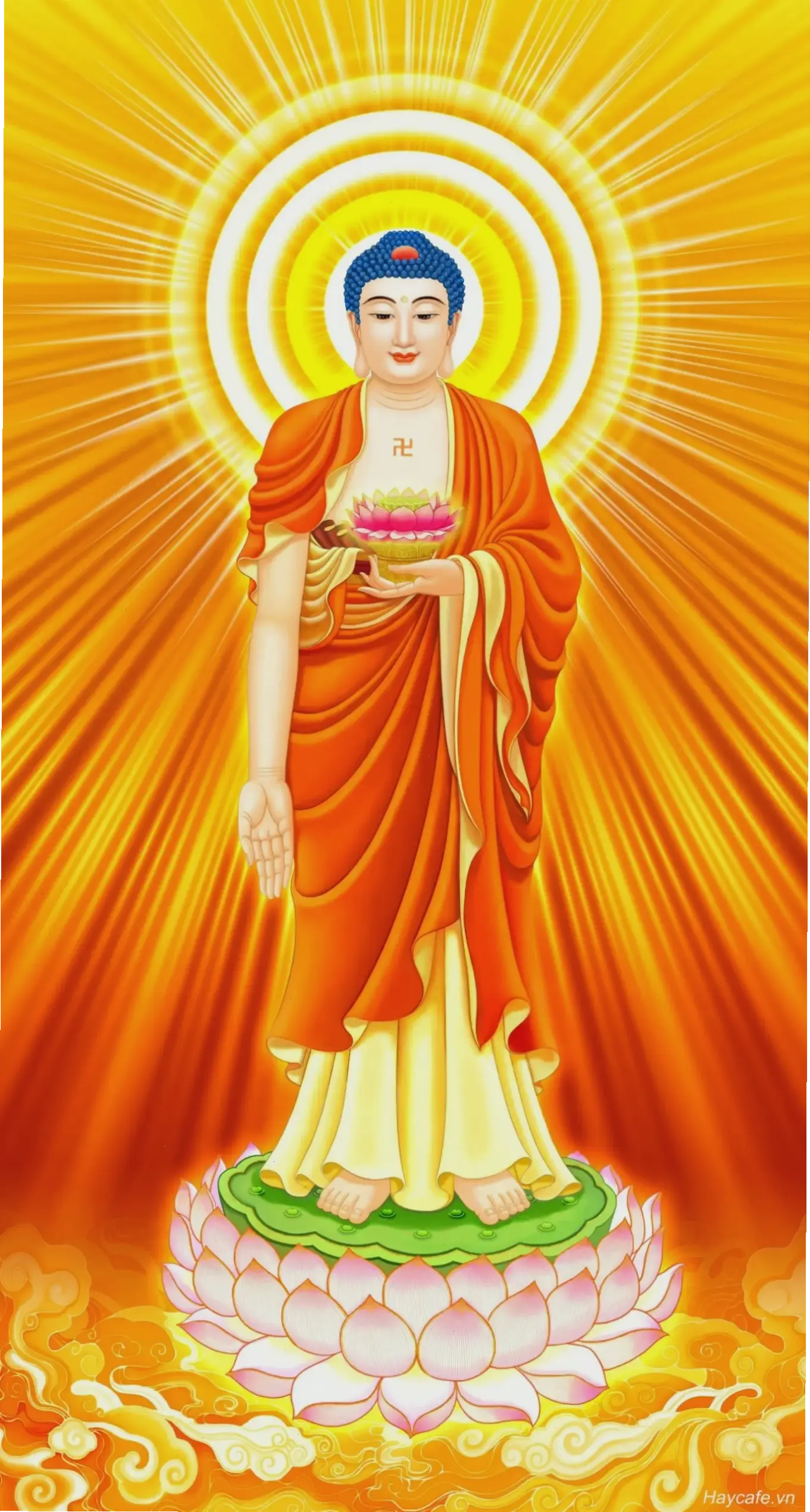 Tượng A Di Đà lung linh, biểu tượng của lòng từ bi vô hạn, giúp bạn tìm thấy sự thanh thản trong tâm hồn.