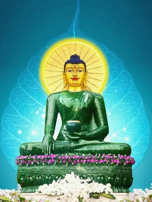 Tượng Phật ngọc bích nghệ thuật độc đáo, kết hợp vẻ đẹp tự nhiên và ý nghĩa sâu sắc, lý tưởng cho trang trí tinh tế.