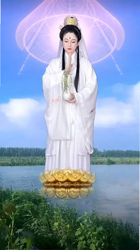 Tượng Quan Âm uy nghi giữa rừng xanh, biểu tượng lòng từ bi và sự cứu rỗi tinh thần.