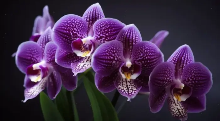 Vẻ đẹp huyền bí của hoa lan tím nở rộ, thêm sức hút quyến rũ cho mọi góc không gian.