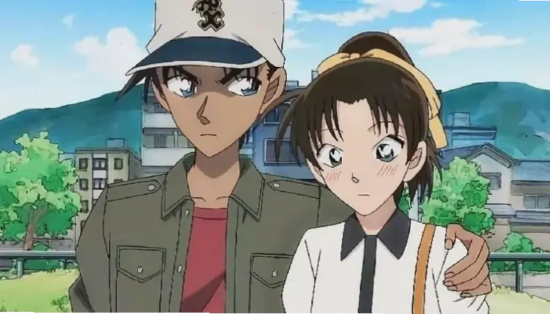 Ảnh Hattori Heiji và Kazuha: Cặp đôi dễ thương, khoảnh khắc tình cảm đáng nhớ trong truyện.