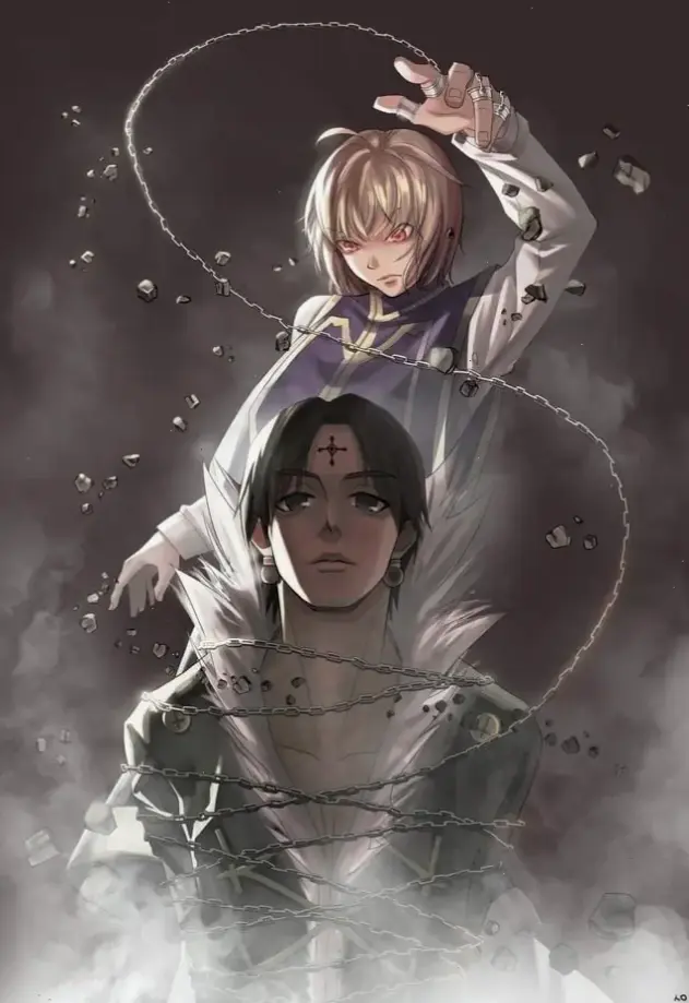 Chrollo x Kurapika: Cuộc đối đầu giữa Chrollo và Kurapika trong Hunter x Hunter, biểu tượng cho sự thù địch và sức mạnh.