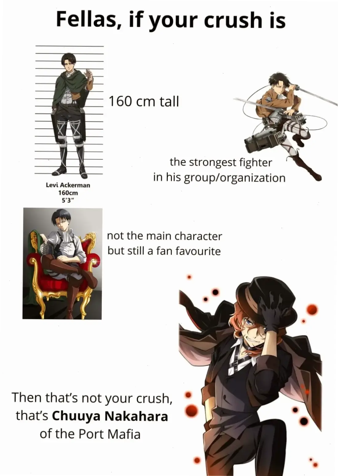 Chuuya cao bao nhiêu? Tìm hiểu chiều cao thực tế của Chuuya trong Bungou Stray Dogs và so sánh với các nhân vật khác.