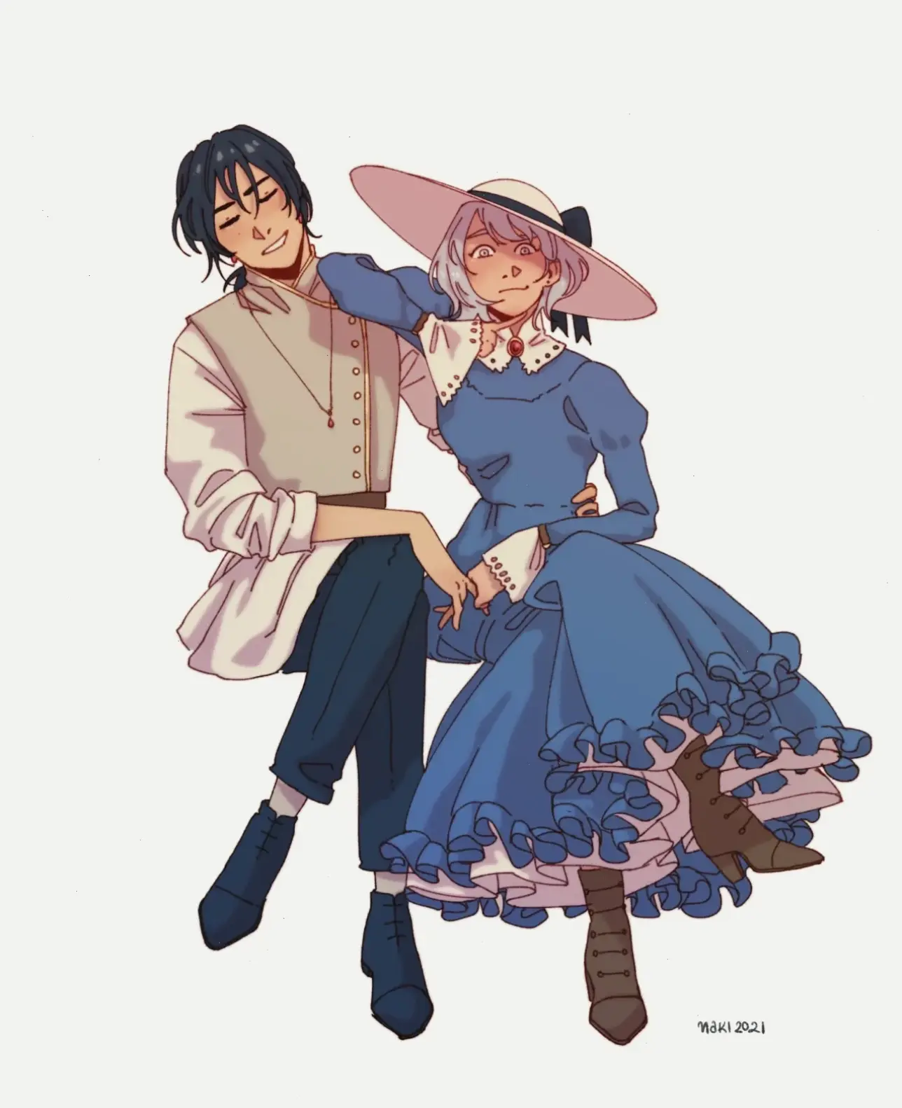 Fanart Howl x Sophie, nghệ thuật sáng tạo về cặp đôi yêu thích trong Howl's Moving Castle.