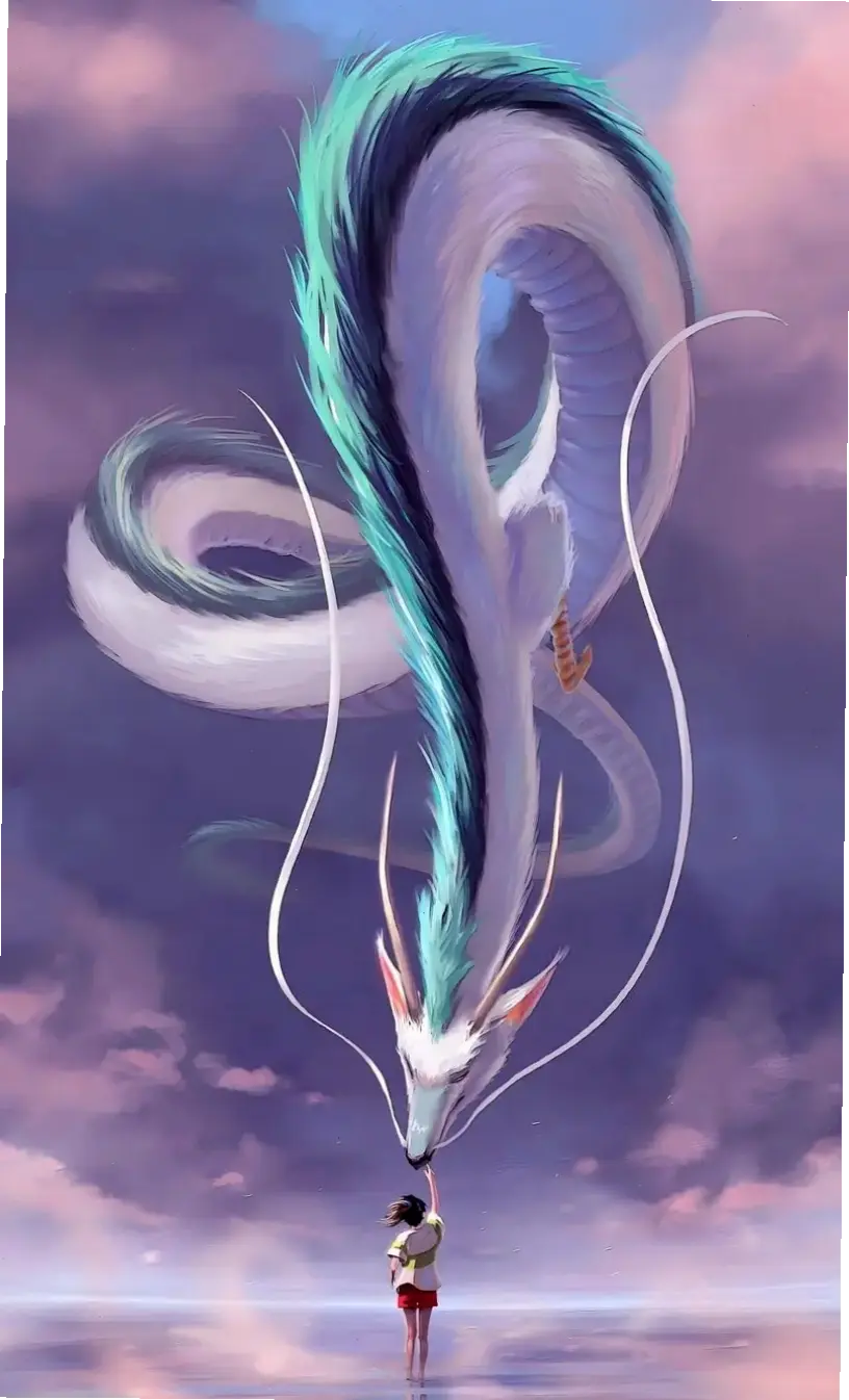 Haku Chihiro: Haku bảo vệ Chihiro với lòng dũng cảm, hành động anh hùng trong phim Spirited Away.