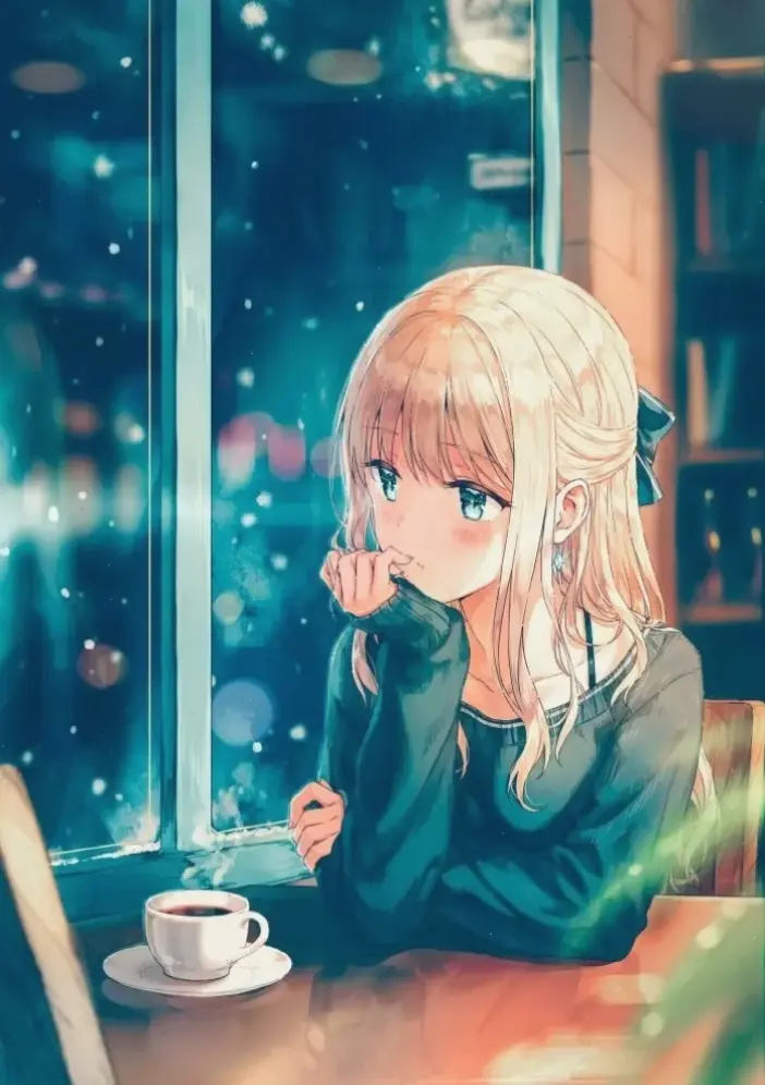 Hình ảnh cô gái buồn cô đơn anime gợi lên nỗi lòng cô đơn, tạo nên sự gần gũi và suy ngẫm về cuộc sống hàng ngày.