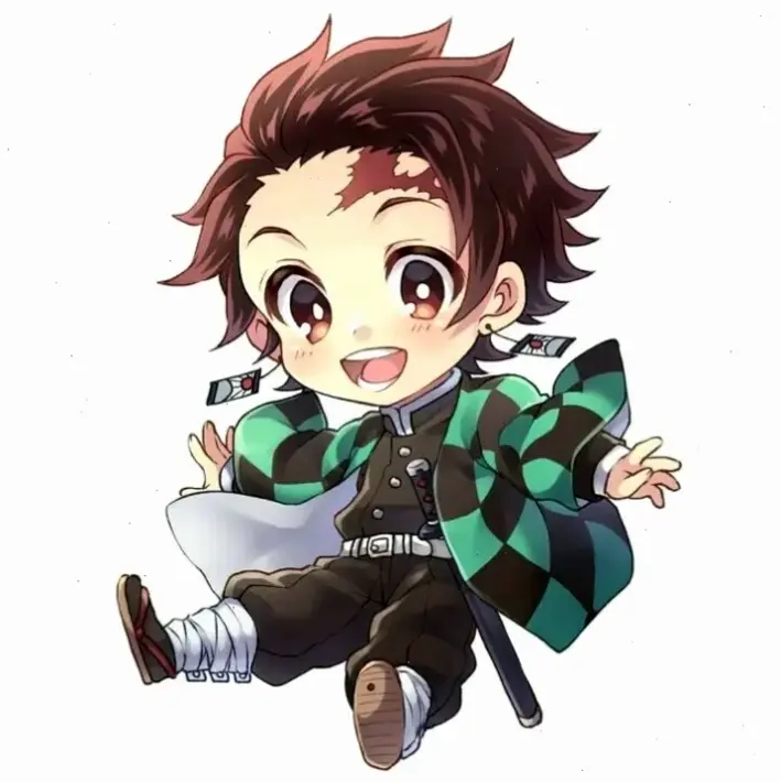 Hình ảnh Tanjiro từ Demon Slayer, chàng trai dũng cảm với mái tóc đen và đôi mắt quyết tâm, luôn sẵn sàng chiến đấu.