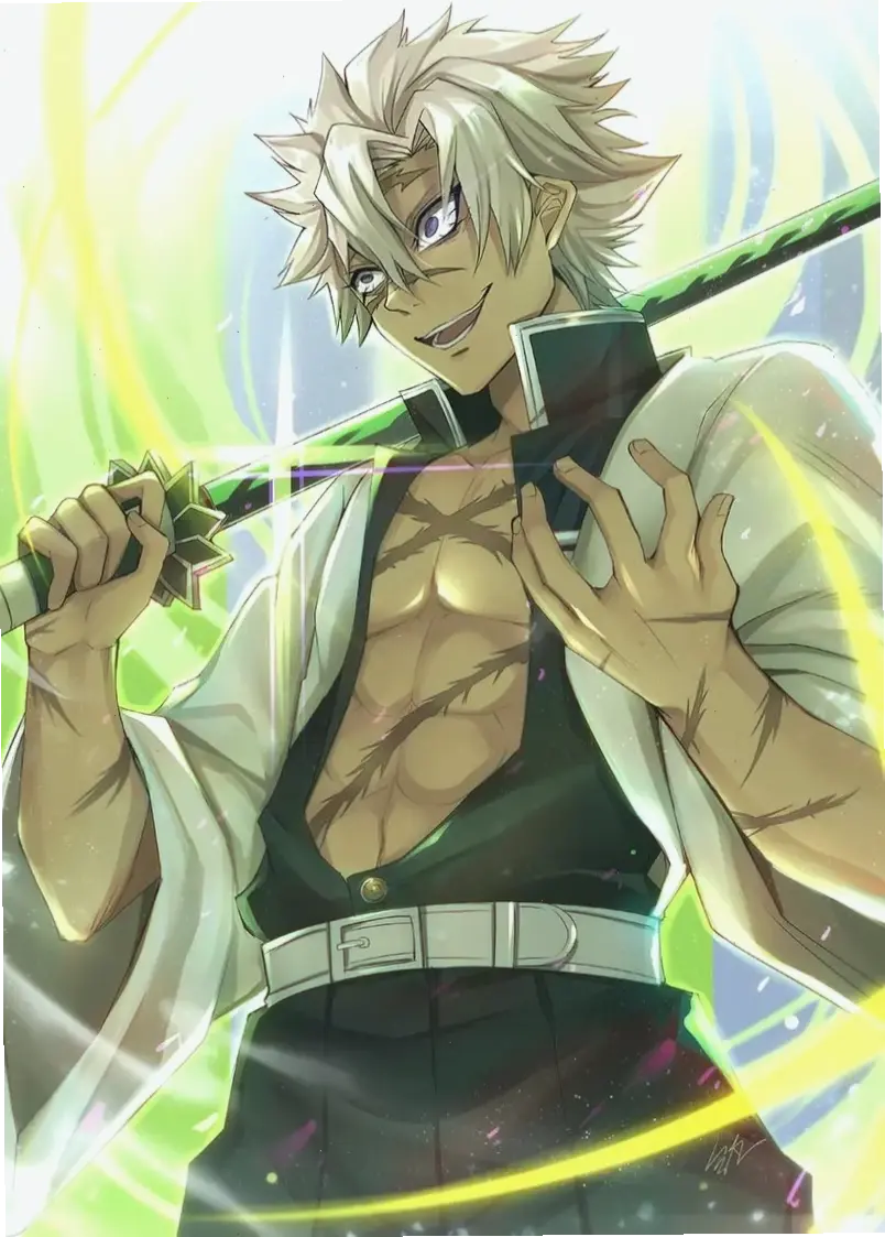 Hình Sanemi ngầu lòi, thể hiện sức mạnh và cá tính mạnh mẽ trong thế giới Kimetsu no Yaiba, một biểu tượng anime!