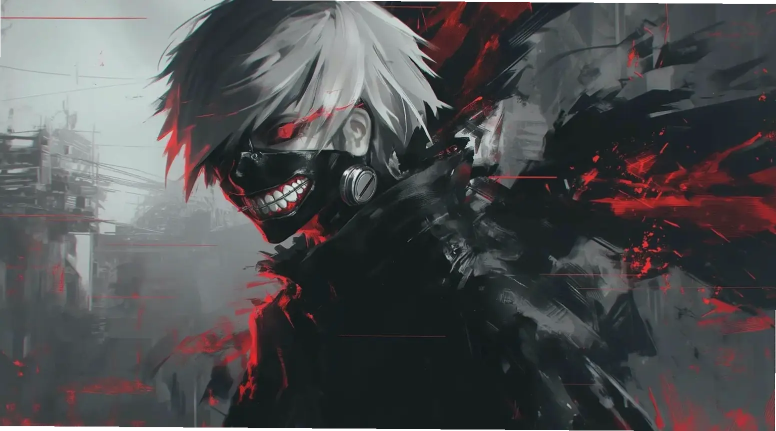 Ken Kaneki 4K wallpaper: Hình nền đẹp mắt, phù hợp cho màn hình, với thiết kế ghoul ấn tượng.