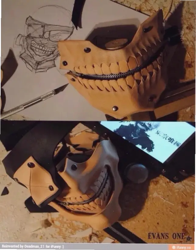 Ken Kaneki mask biểu tượng cho sức mạnh ghoul, che giấu nỗi đau và sự biến đổi nội tại.