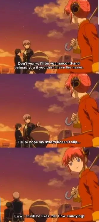Okita Kagura moments: Những khoảnh khắc đáng nhớ giữa Okita và Kagura, mang lại tiếng cười trong Gintama.