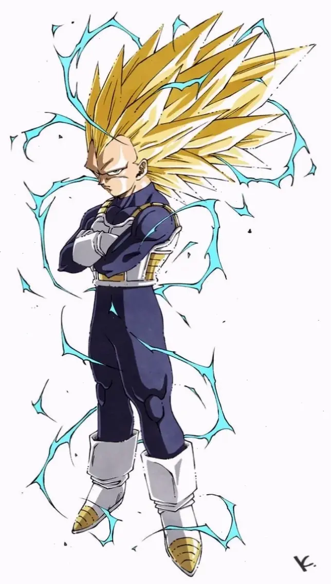 SSJ3 Vegeta siêu mạnh mẽ, mái tóc dài và aura huyền thoại làm say đắm mọi fan hâm mộ Dragon Ball.