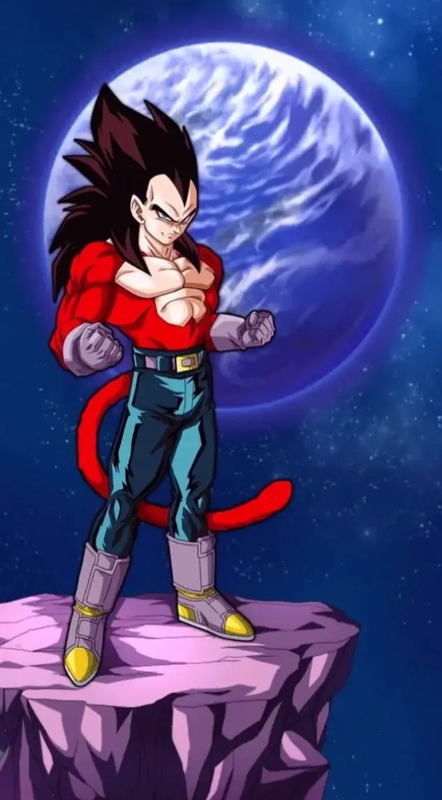 SSJ4 Vegeta với hình thái khỉ vàng, sức mạnh vượt trội từ series GT đầy kịch tính.