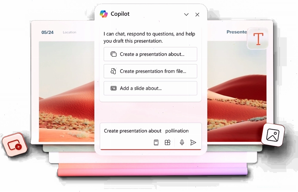 Ảnh chụp màn hình công cụ Copilot trong Microsoft PowerPoint