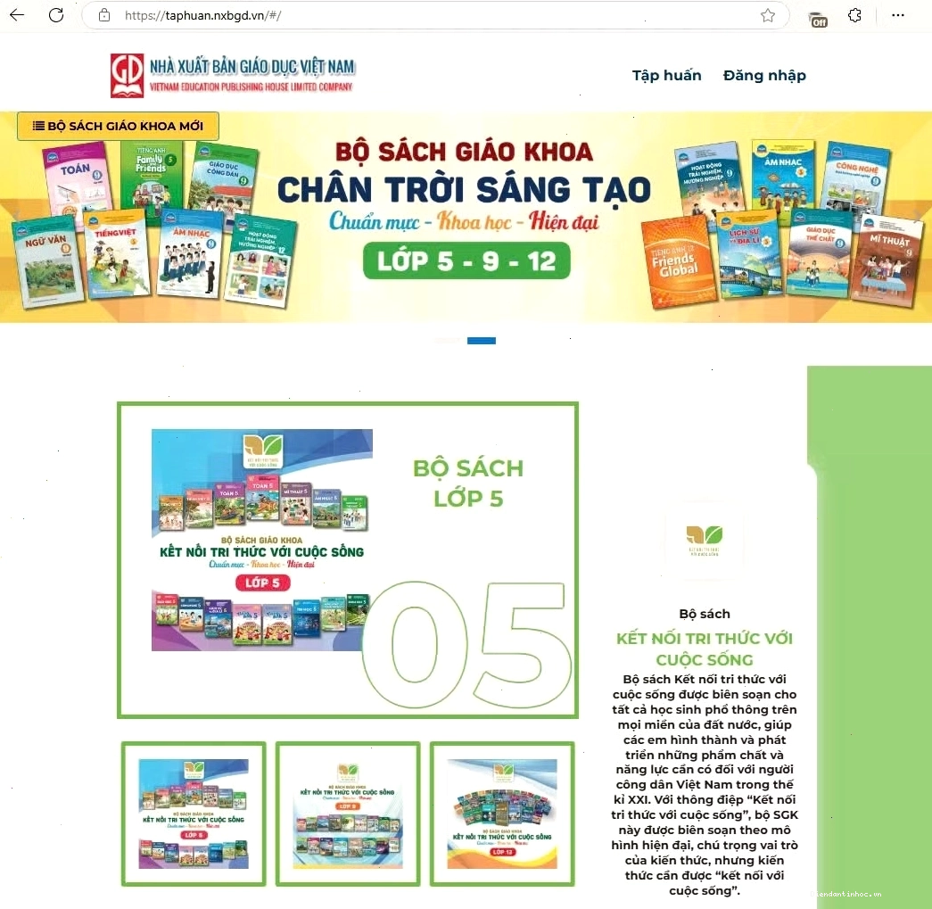 Ảnh minh họa giao diện trang web sách điện tử