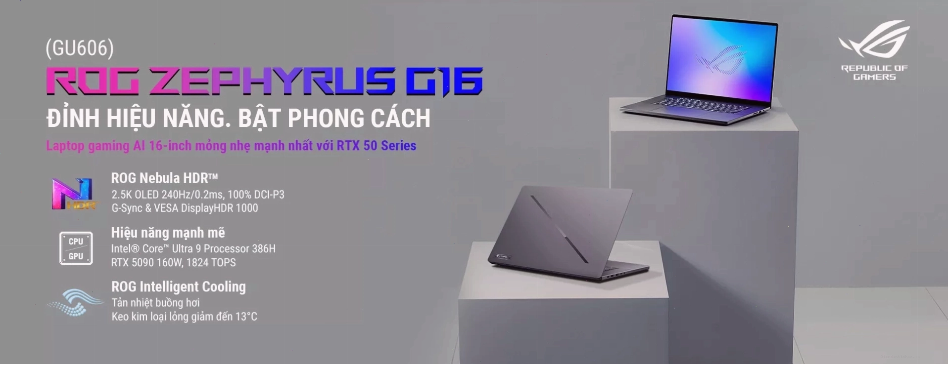 Asus ROG Zephyrus G16 2026 với thiết kế mỏng nhẹ và cấu hình mạnh mẽ