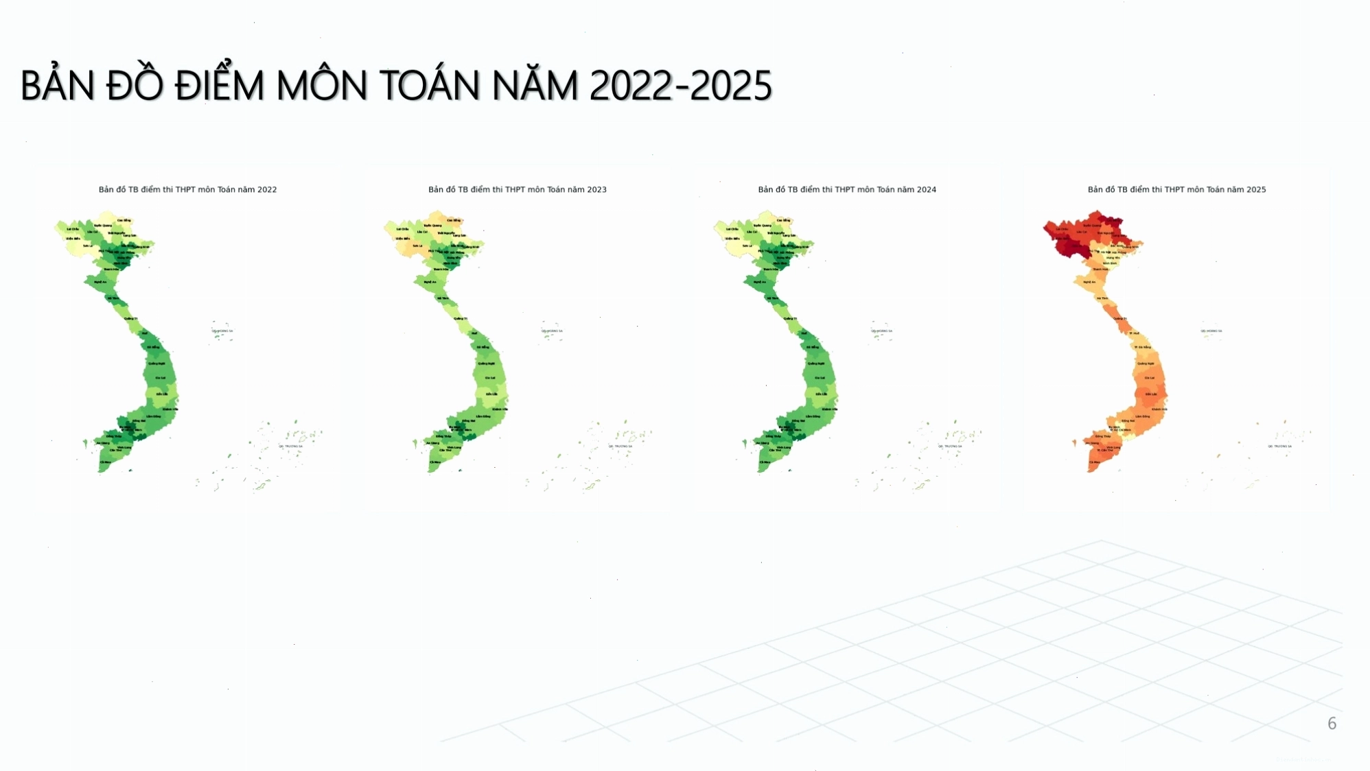 Bản đồ điểm thi môn Toán năm 2025
