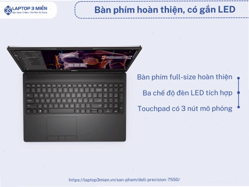 Bàn phím Dell Precision 7550 cho trải nghiệm gõ phím tuyệt vời