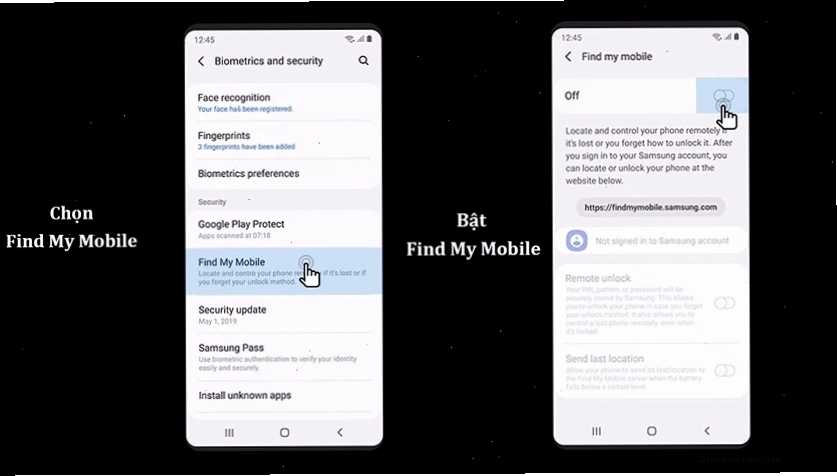 Bật chức năng Find My Mobile trên điện thoại
