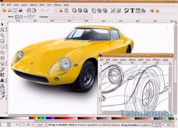 Biểu tượng Inkscape với thông báo phiên bản mới