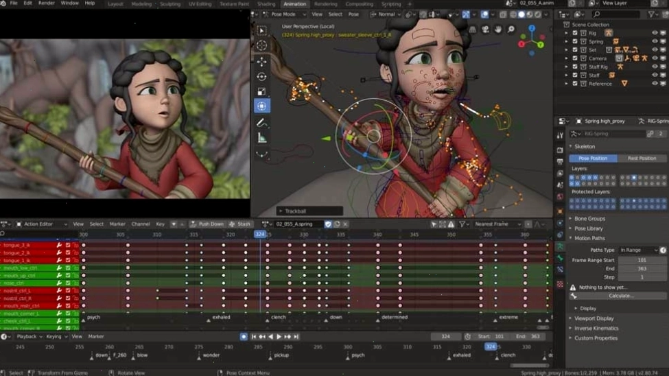 Blender cung cấp công cụ Rigging chuyên nghiệp cho hoạt ảnh nhân vật