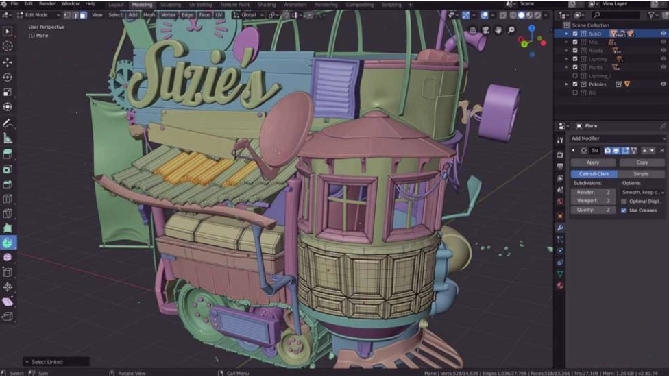Blender hỗ trợ tạo mẫu cho mô hình 3D với công cụ điêu khắc và vẽ chi tiết