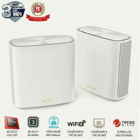 Bộ định tuyến WiFi 6 Asus ZenWiFi XD6 chuẩn AX5400 (W-2-PK) - Hệ thống Mesh WiFi