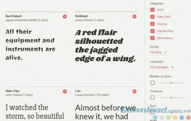 Bộ font chữ Google miễn phí cho thiết kế web