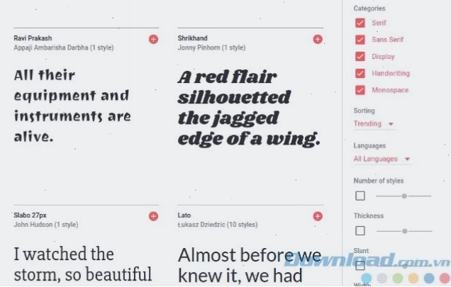 Bộ font chữ Google miễn phí đa dạng kiểu dáng và ngôn ngữ
